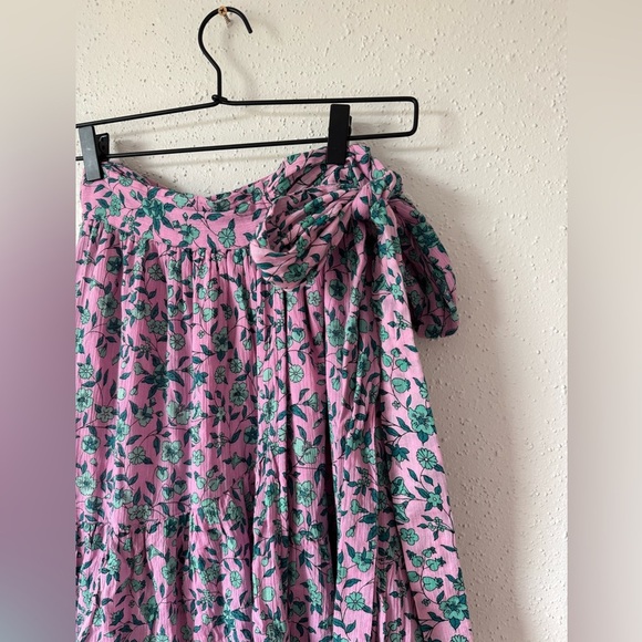 Banjanan Frances Tiered Midi Wrap Skirt Audrey Sprig Purple Pink‎ Floral XS - Picture 5 of 9